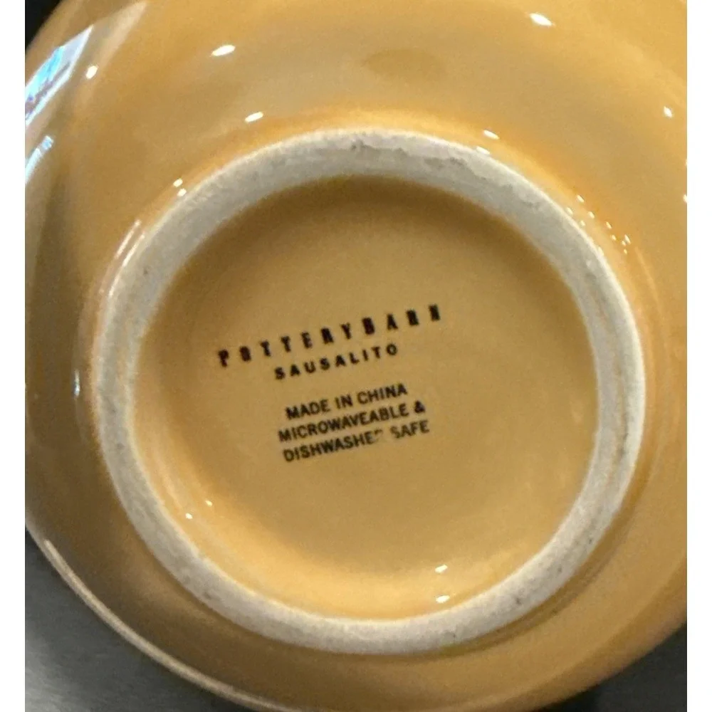 Pottery Barn Sausalito Large Ceramic Yellow Gold Amber Cereal‎ Soup Bowl 6 Inch